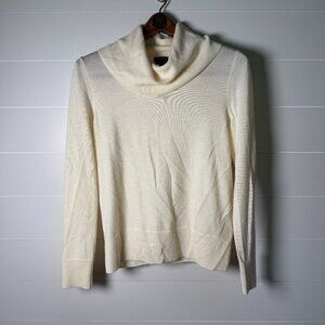 Talbots Pure Merino Wool Turtleneck with Buttons on Sleeves Sz Small, Ivory